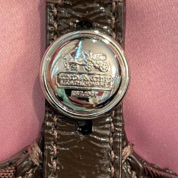 Coach Tribeca Madison Brown Op Art EW Shoulder/Tote w/Patent Leathr Trim/Handles - Picture 6 of 15